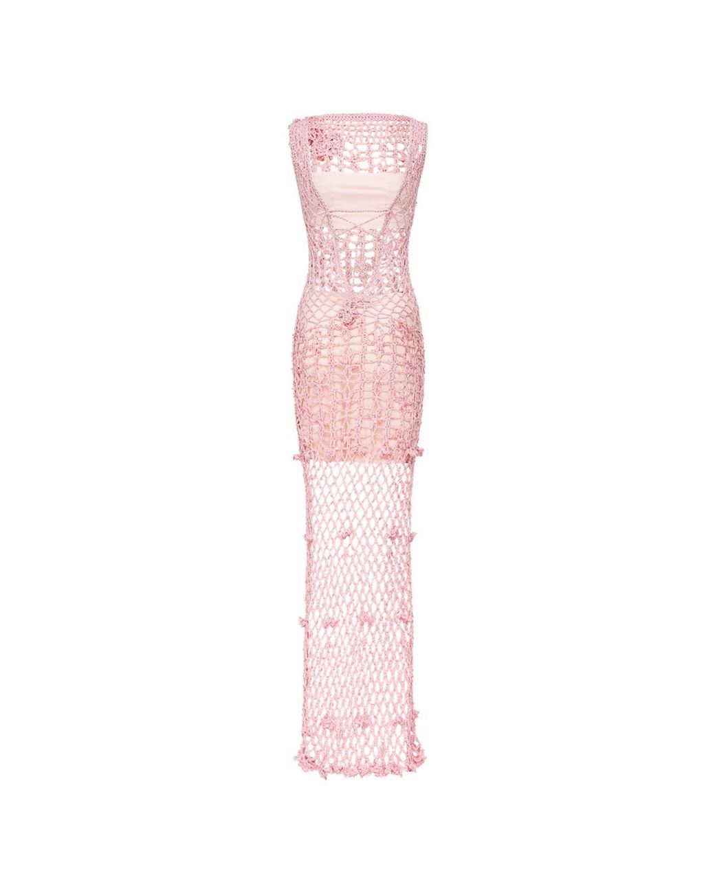 Andreeva Pink Vanilla Handmade Maxi Crochet Dress