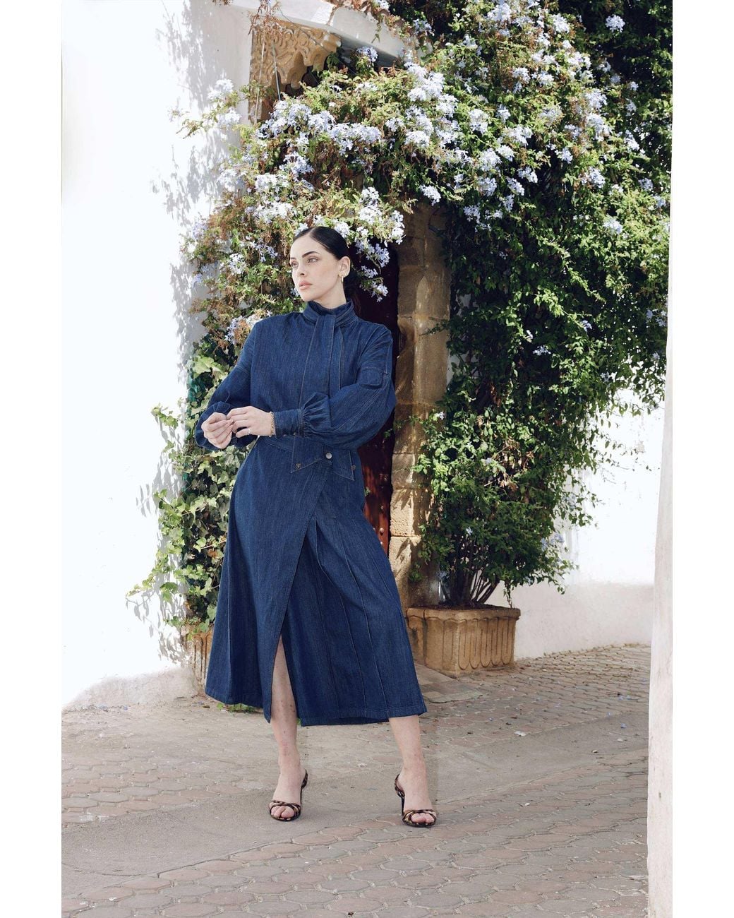 SOEUR & FRÈRES Blue Dark Denim Wrap Maxi Skirt