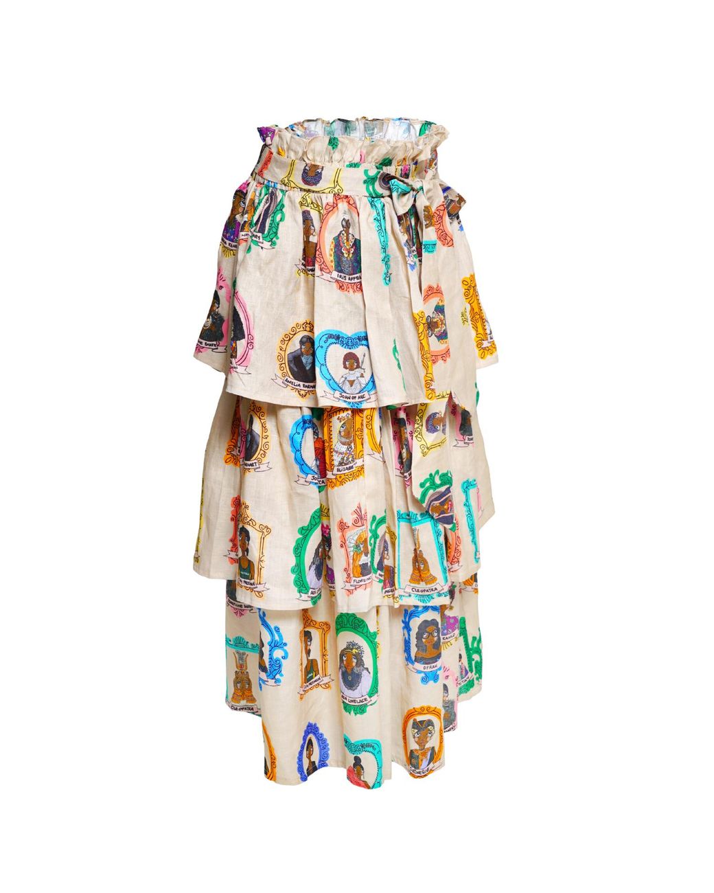 A.nty Story Green Layered Midi Skirt With Bow Tie Waist