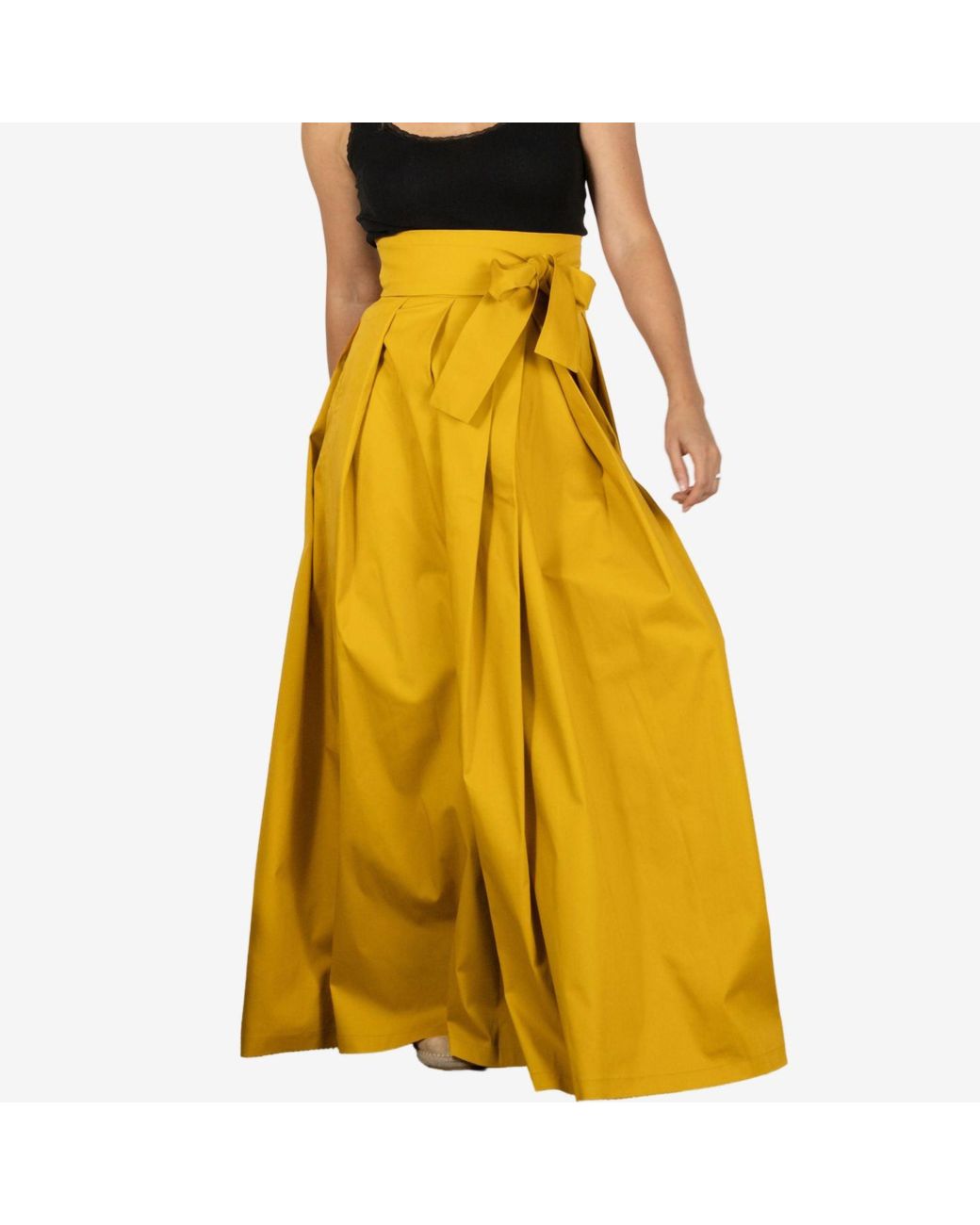 Nikka Place Yellow Peony Deep High Waist Cotton Skirt