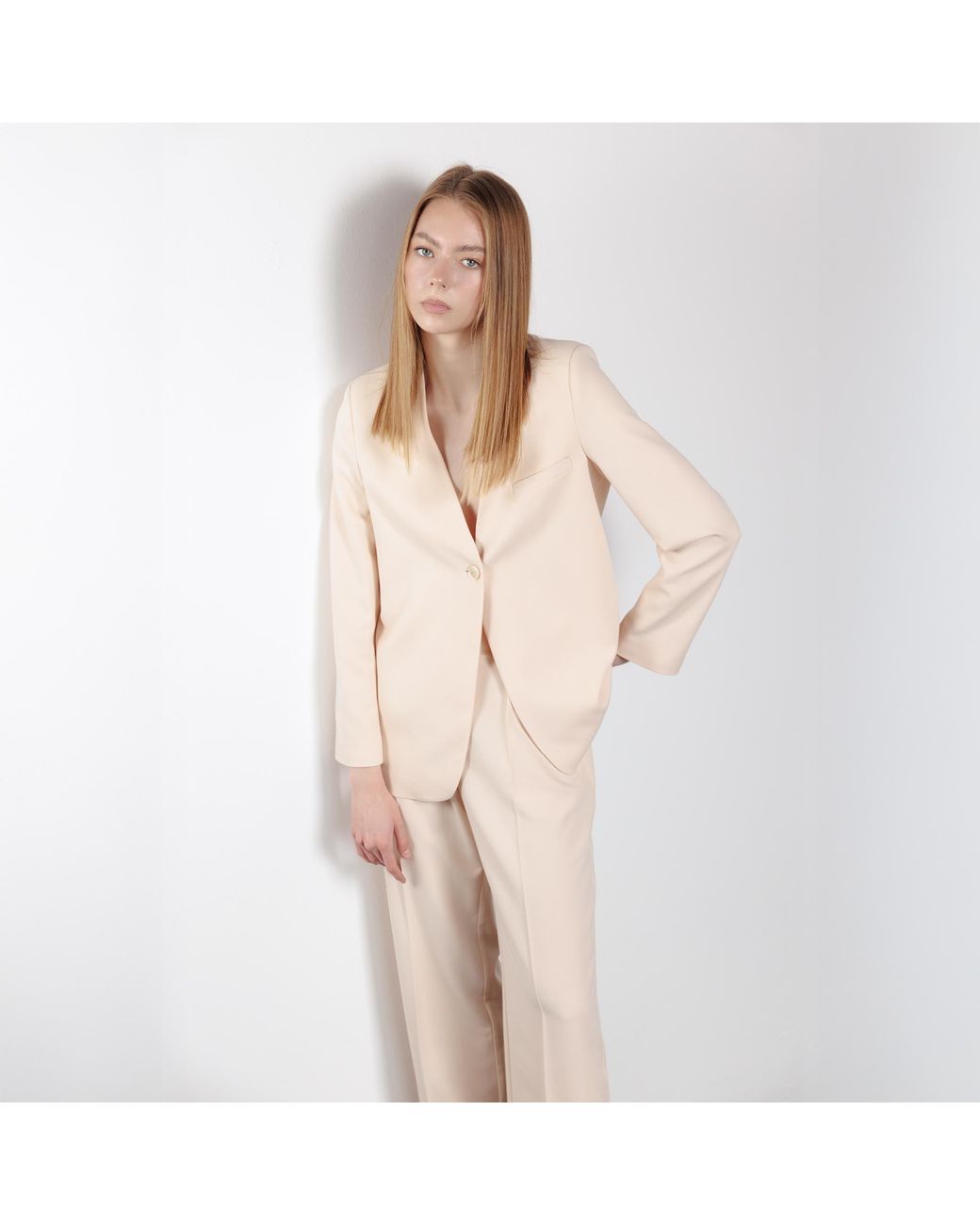 LAVIELACE Pink Single-Button Blush Peach Blazer