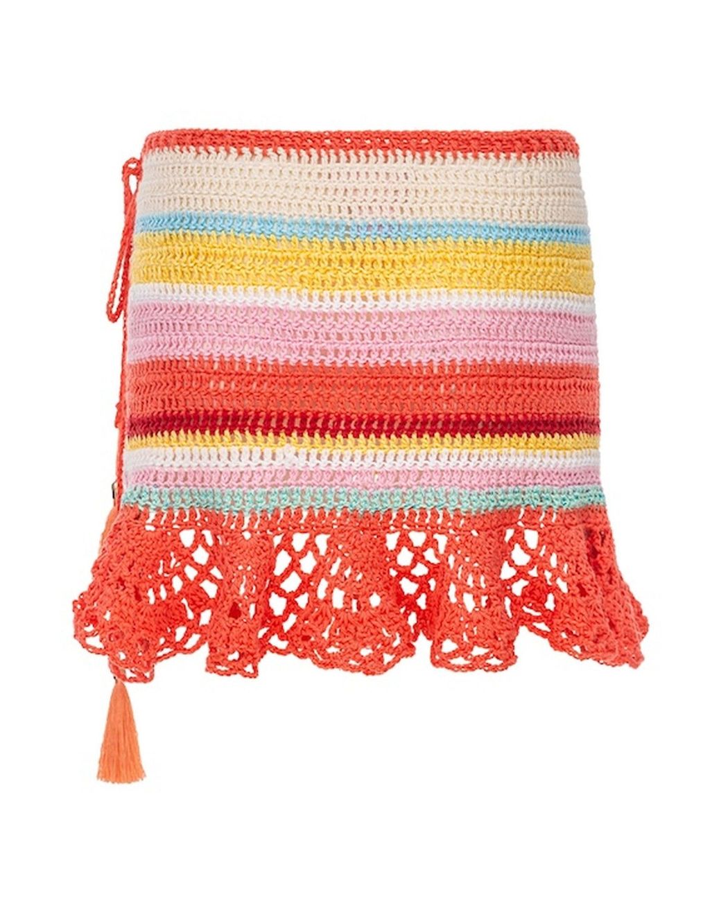 Andreeva Red Coral Reef Handmade Crochet Mini Skirt