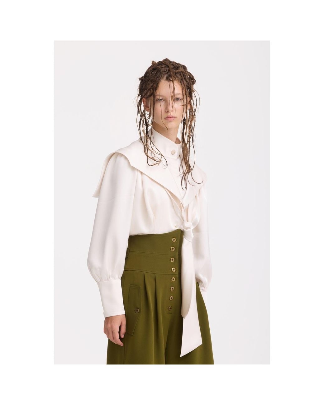 Julia Allert Green High-Waisted Cargo Culotte Shorts