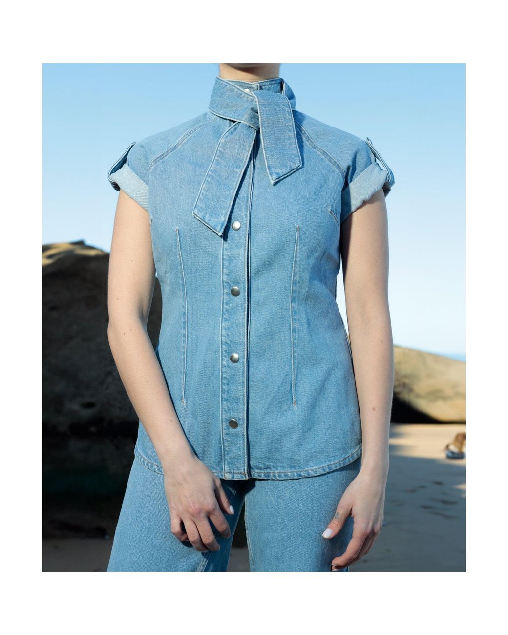 SOEUR & FRÈRES Blue La Chemise Cravate — Light