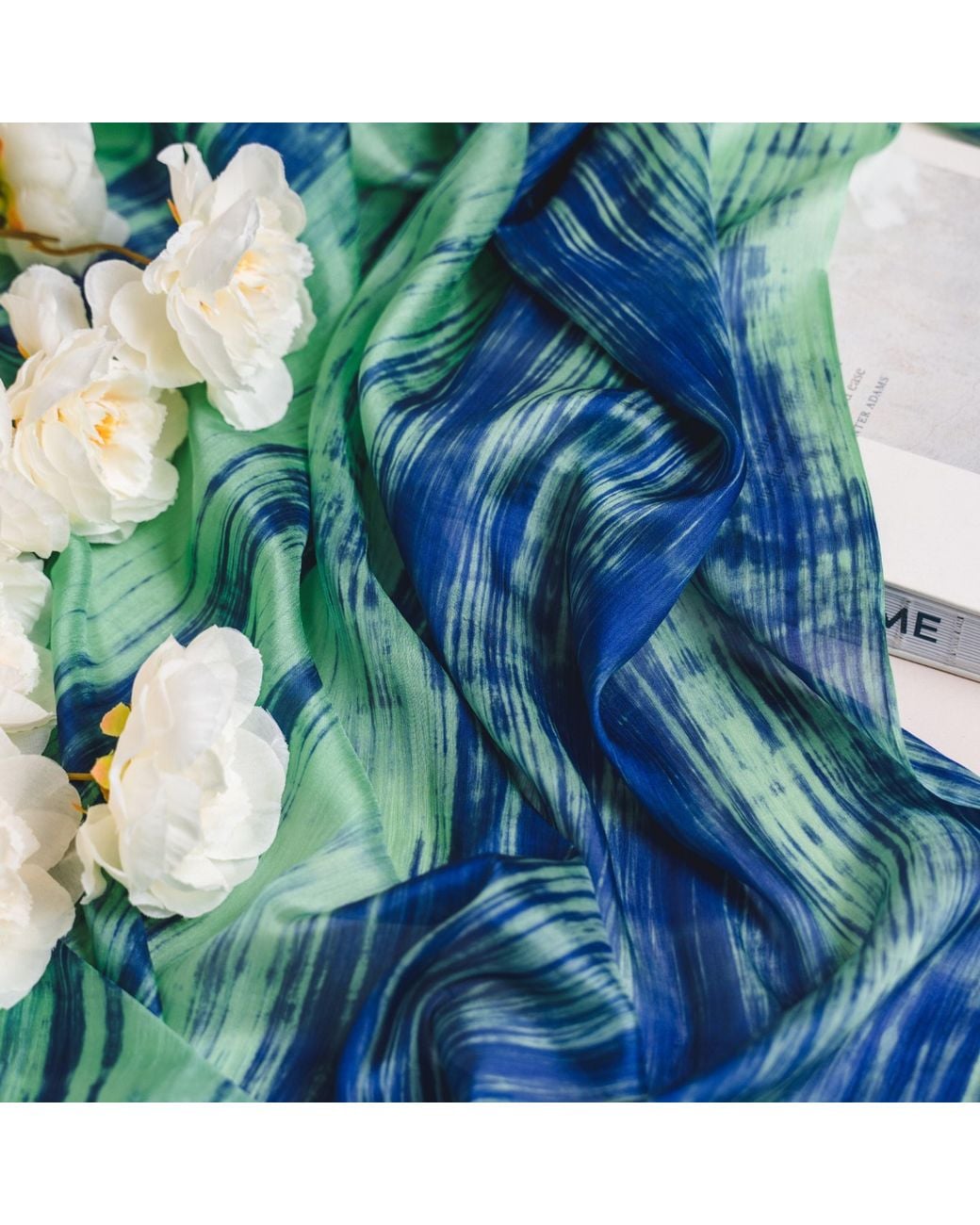 SILK & BEARS Blue Brushstroke Scarf