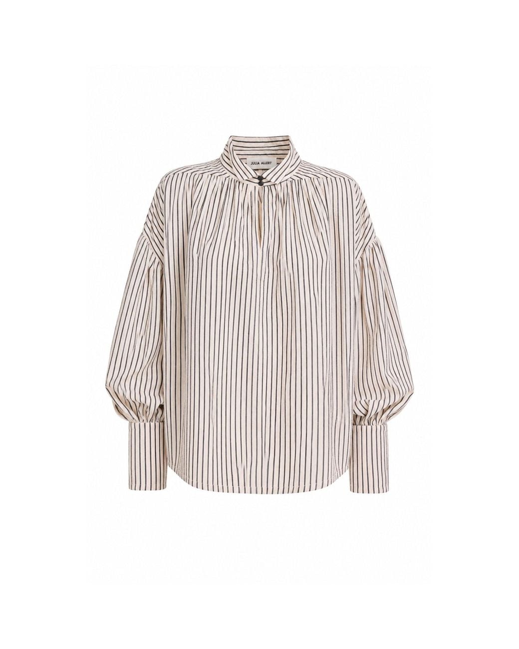 Julia Allert Natural Striped Oversized Long Sleeve Blouse
