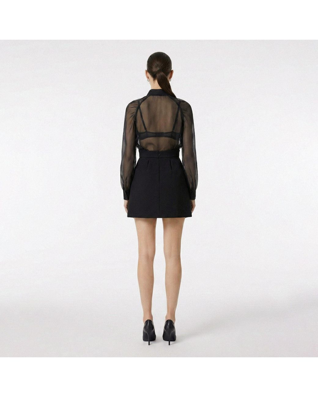 AVENUE No.29 Black Sheer Silk Raglan Sleeve Shirt