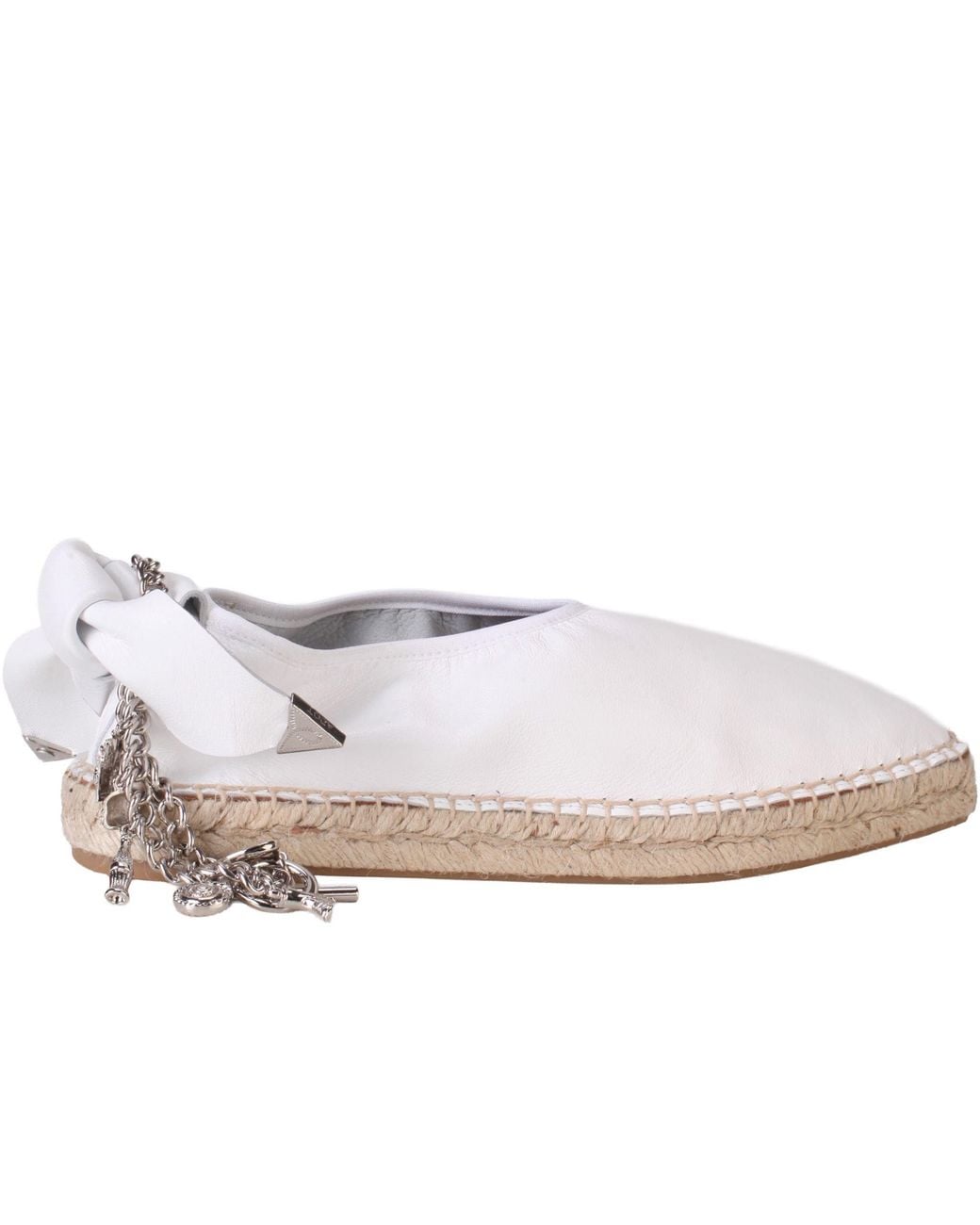 Toga White Leather Espadrille Slip-On With Chain