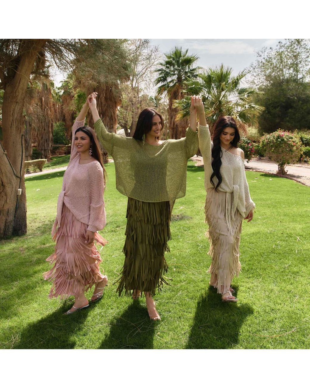 SILKERA Natural Silk Fringe Skirt & Crochet Top Set