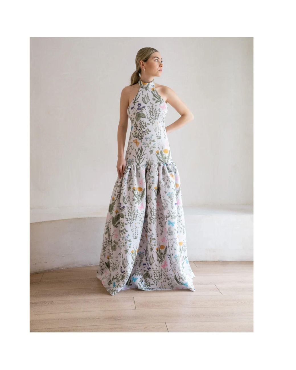 Ashley Stambouli Metallic Garden Dress