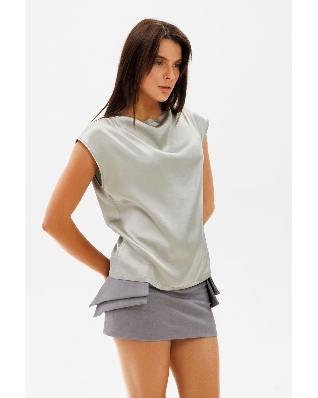 DAR ANN STUDIO Gray Ocean Top