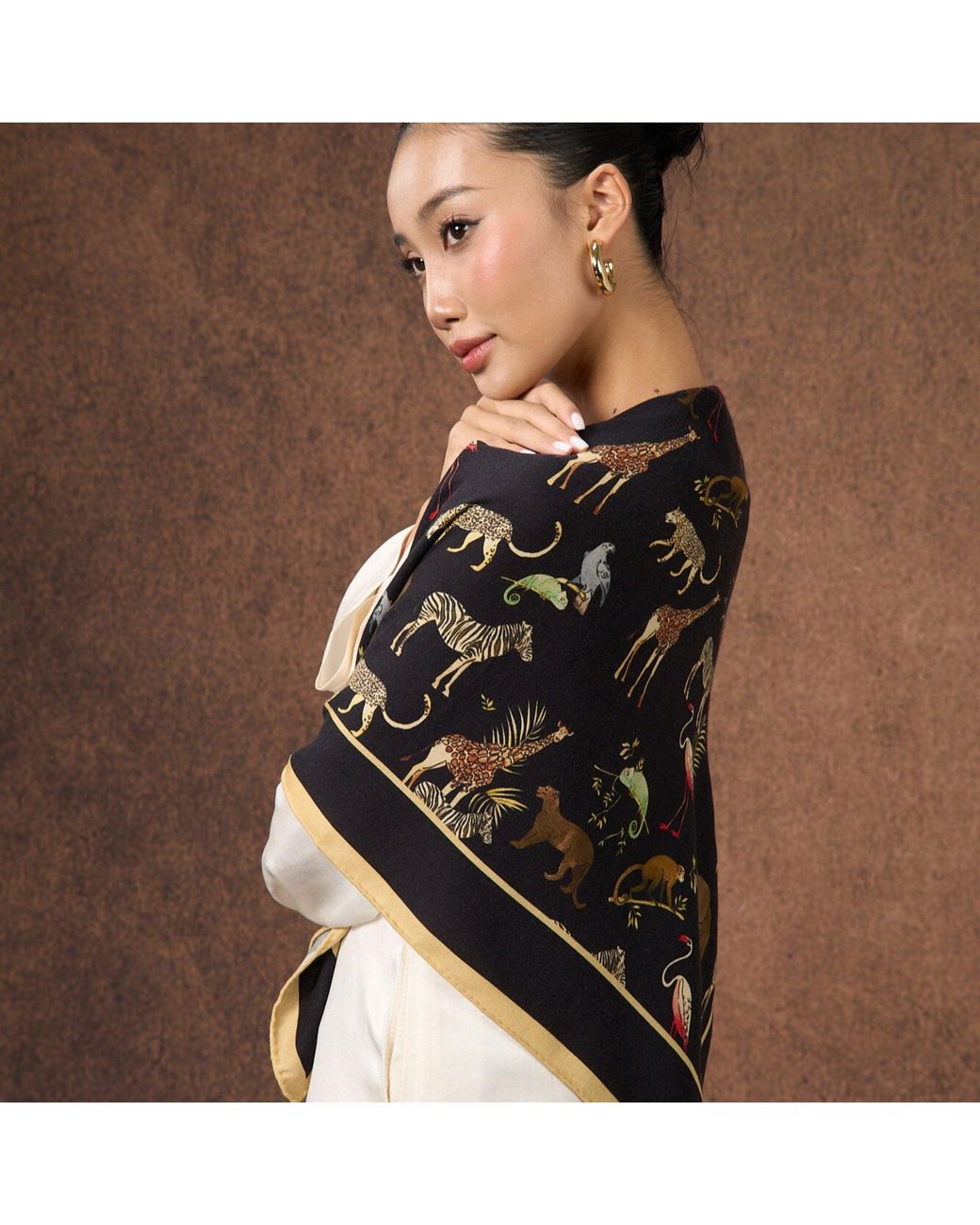 SILK & BEARS Black Noir Safari Scarf