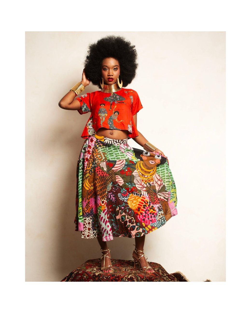 A.nty Story Multicolor A-Line Flare Skirt With Pockets