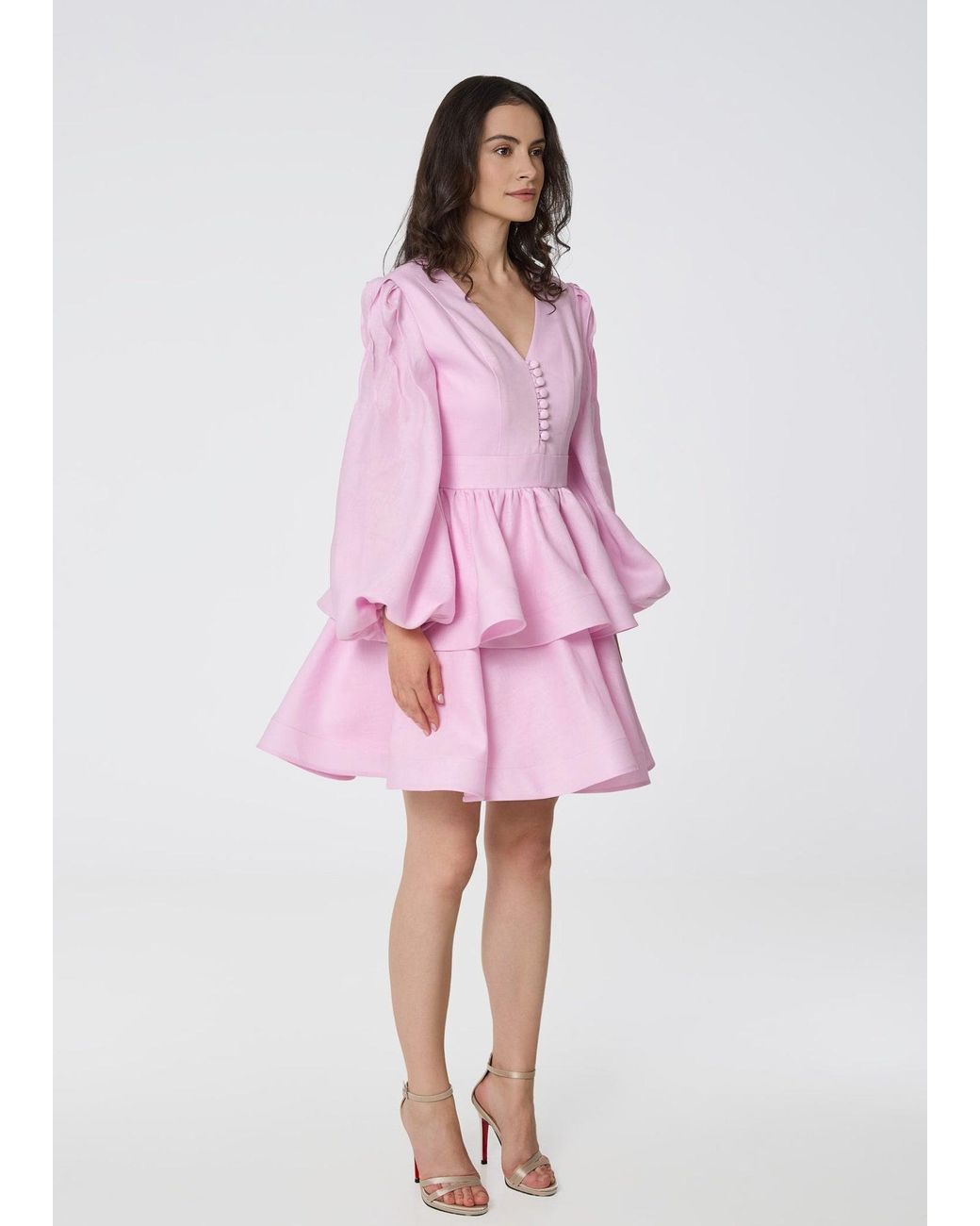 GIORGIA LUCASI Pink Blush Linen A-Line Dress