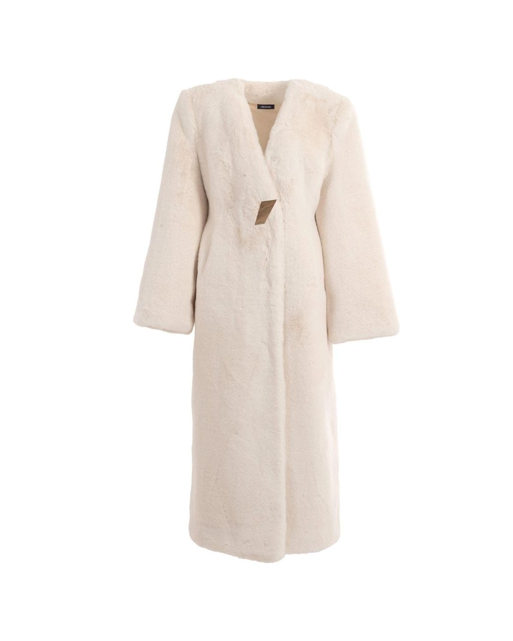 KRIS MARAN Natural Fur Maxi Coat With Signature Button