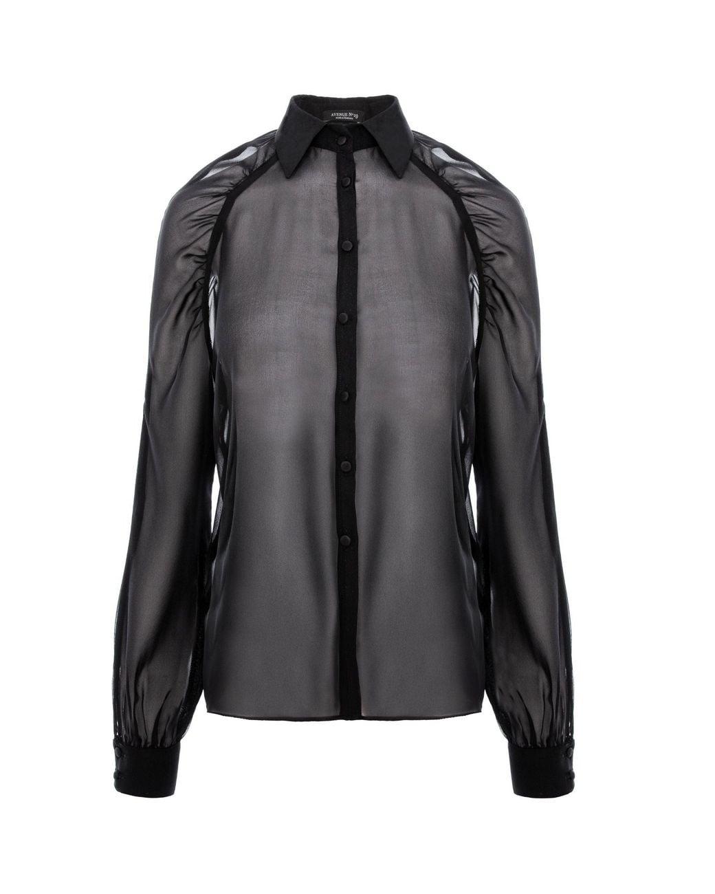 AVENUE No.29 Black Sheer Silk Raglan Sleeve Shirt