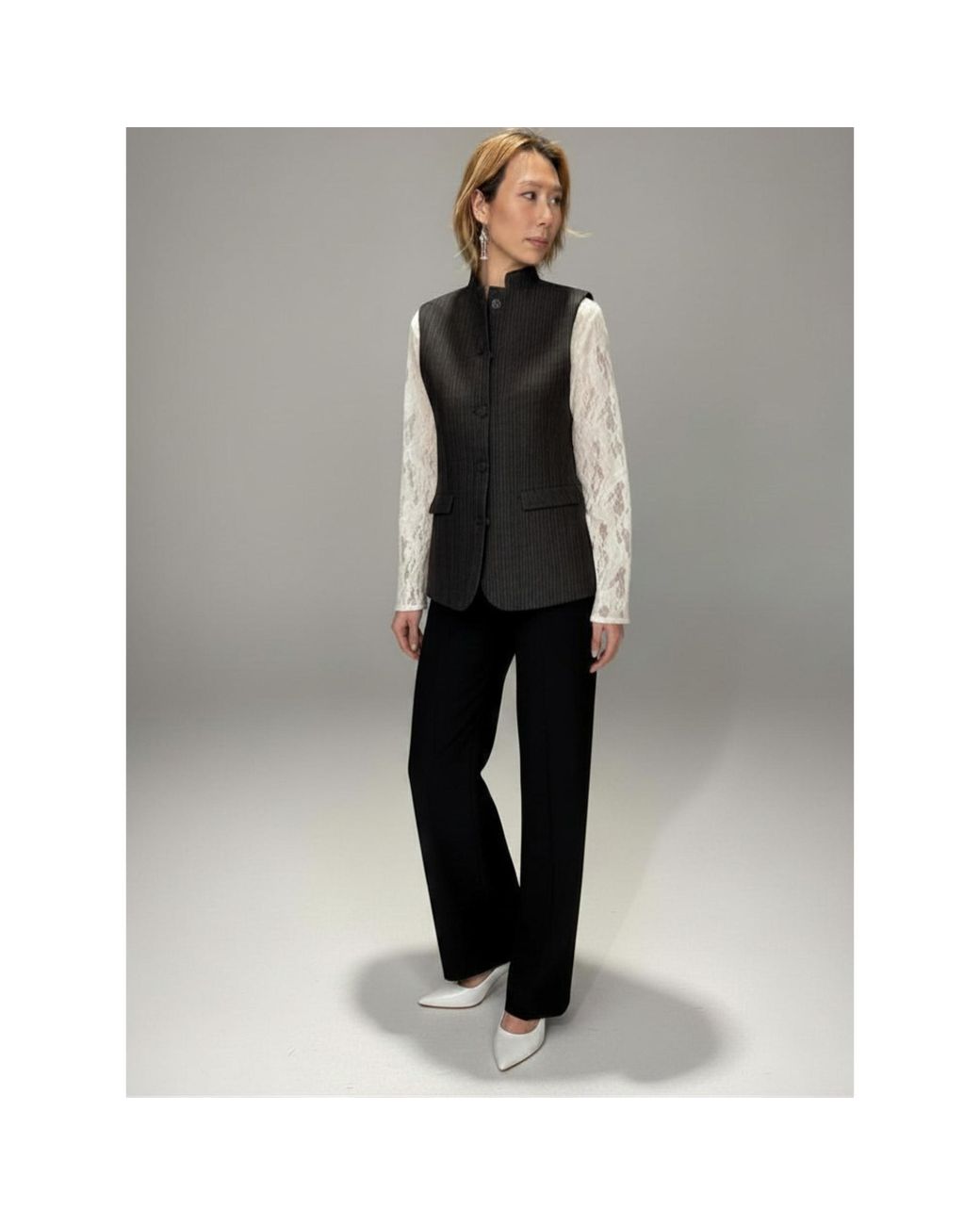 MNK Atelier Black Striped Jacquet Vest
