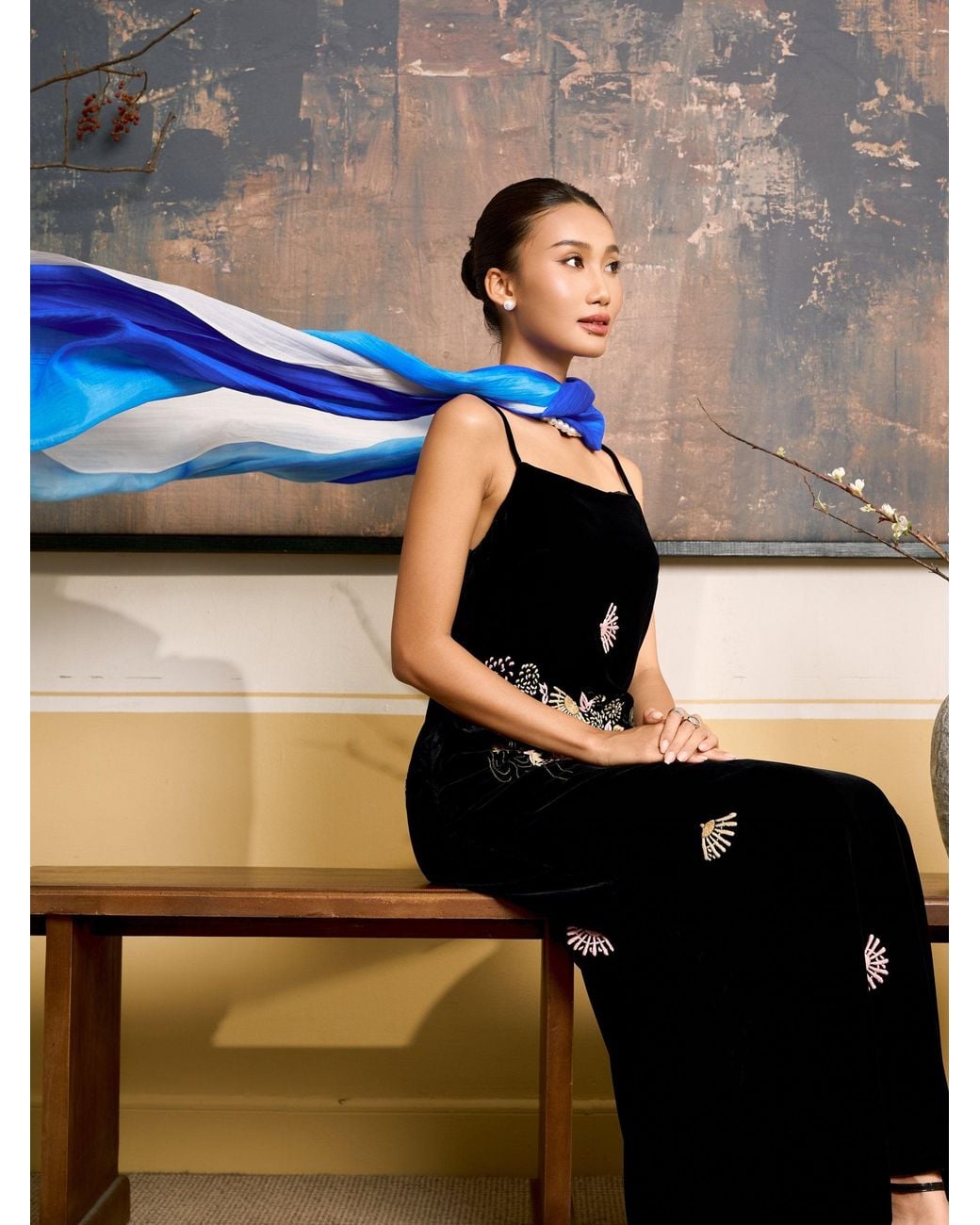 SILK & BEARS Blue Royal Ombre Scarf