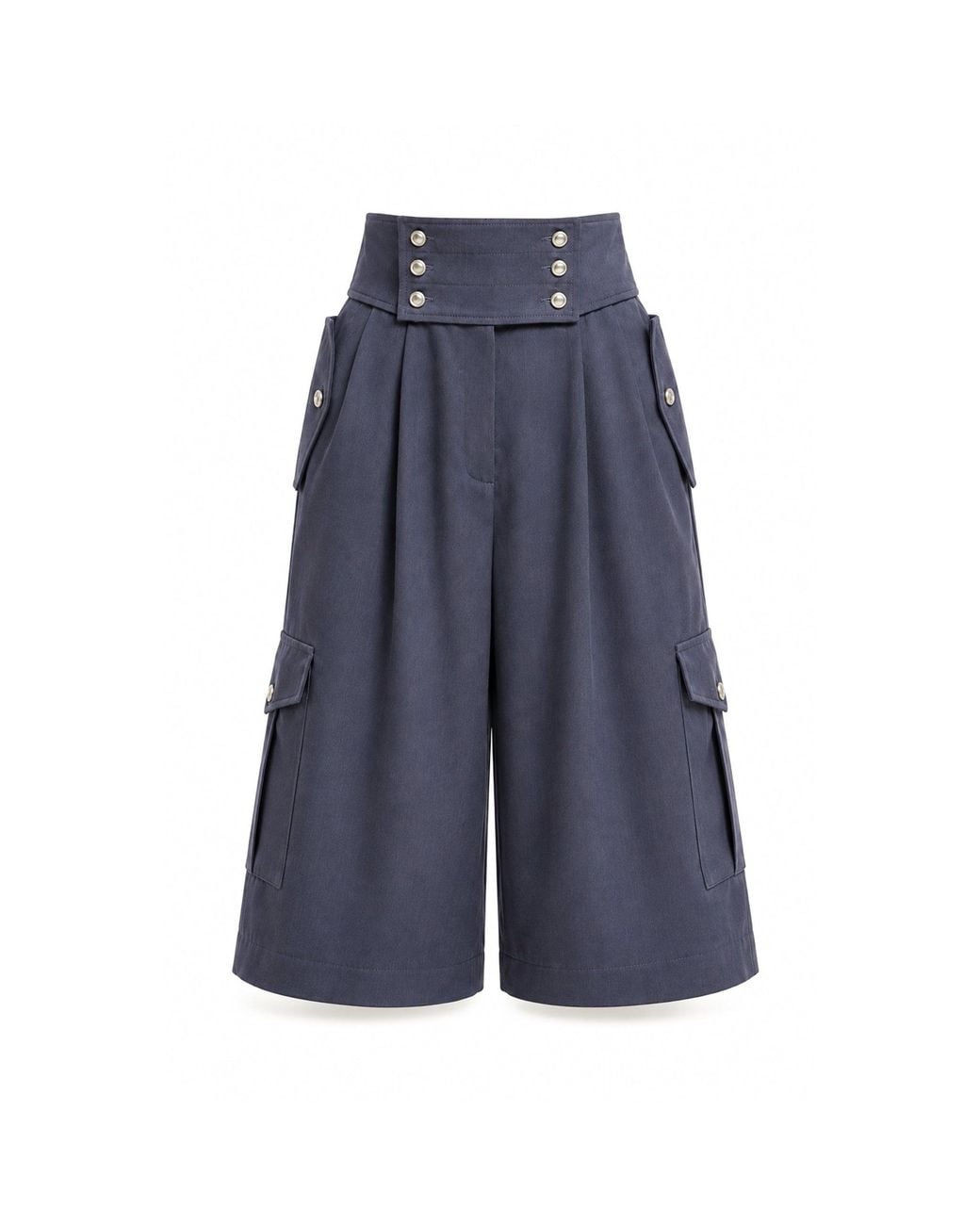 Julia Allert Blue High-Waisted Utility Bermuda Shorts