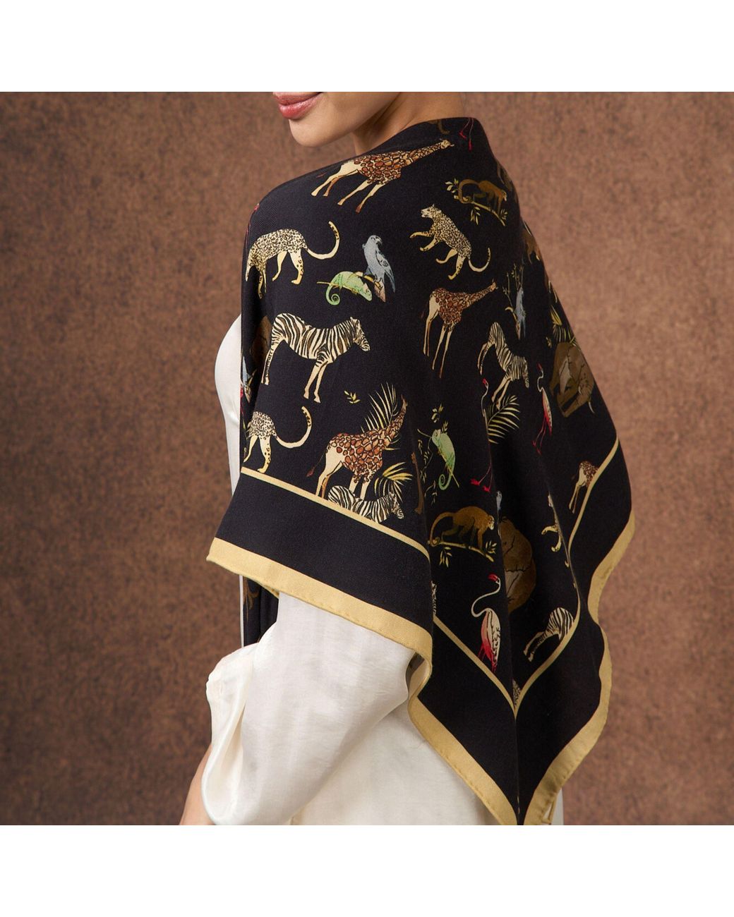 SILK & BEARS Black Noir Safari Scarf