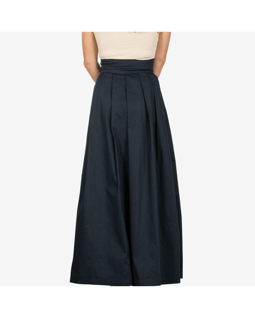 Nikka Place Blue Peony Dark High Waist Cotton Skirt