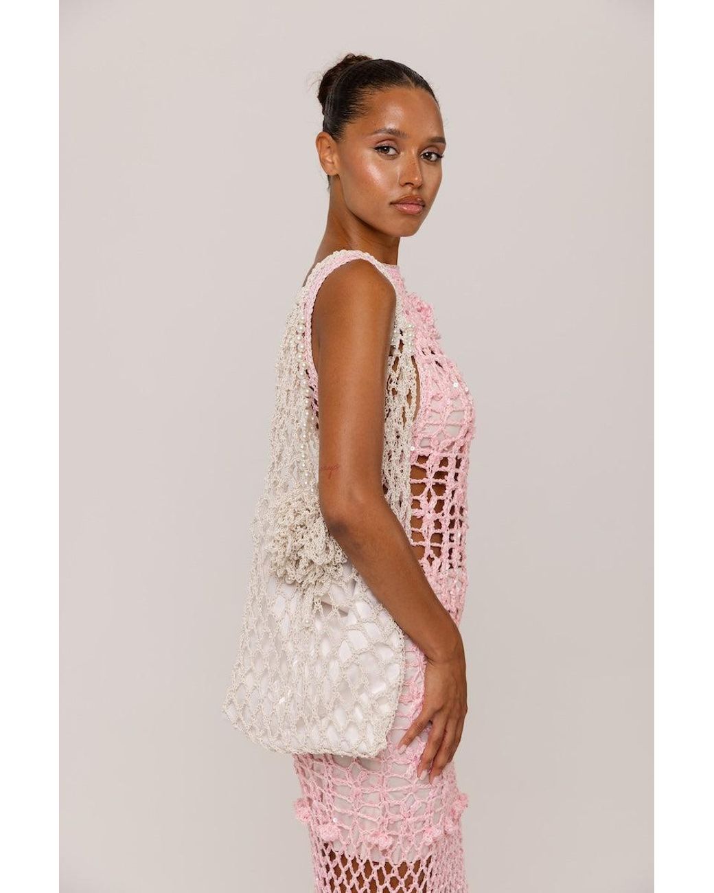 Andreeva Pink Vanilla Handmade Maxi Crochet Dress
