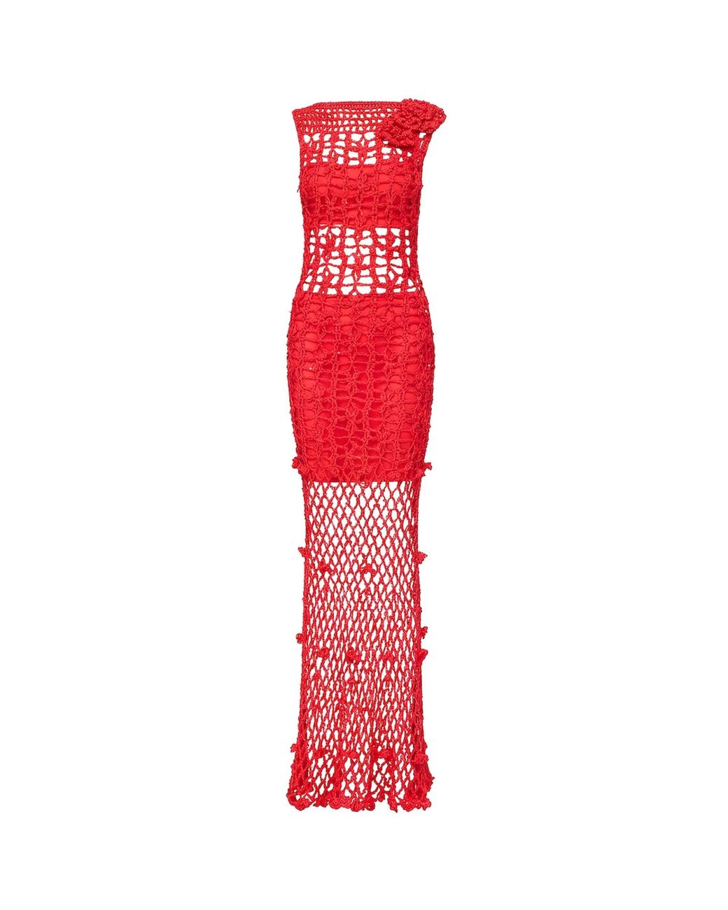 Andreeva Red Cherry Handmade Maxi Crochet Dress