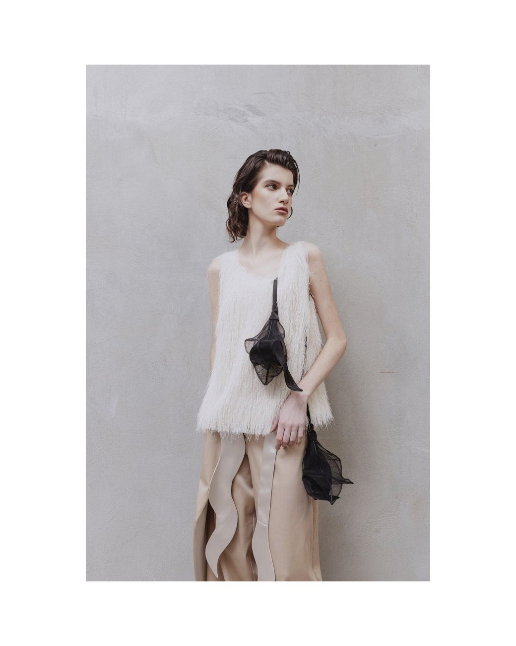 Julia Allert Natural Fringe Sleeveless Top