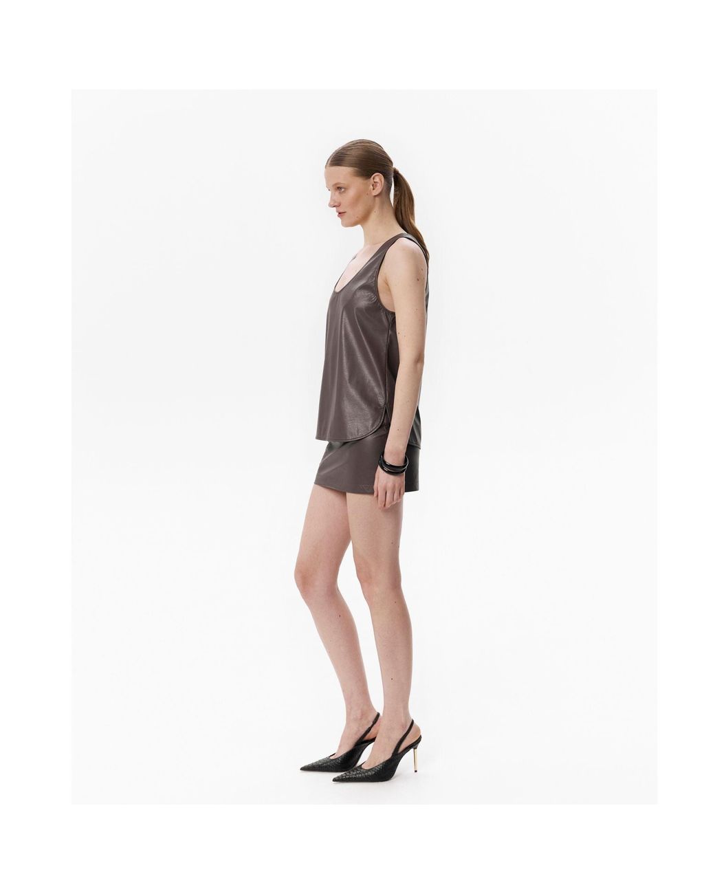 DAR ANN STUDIO Brown Pulse Top