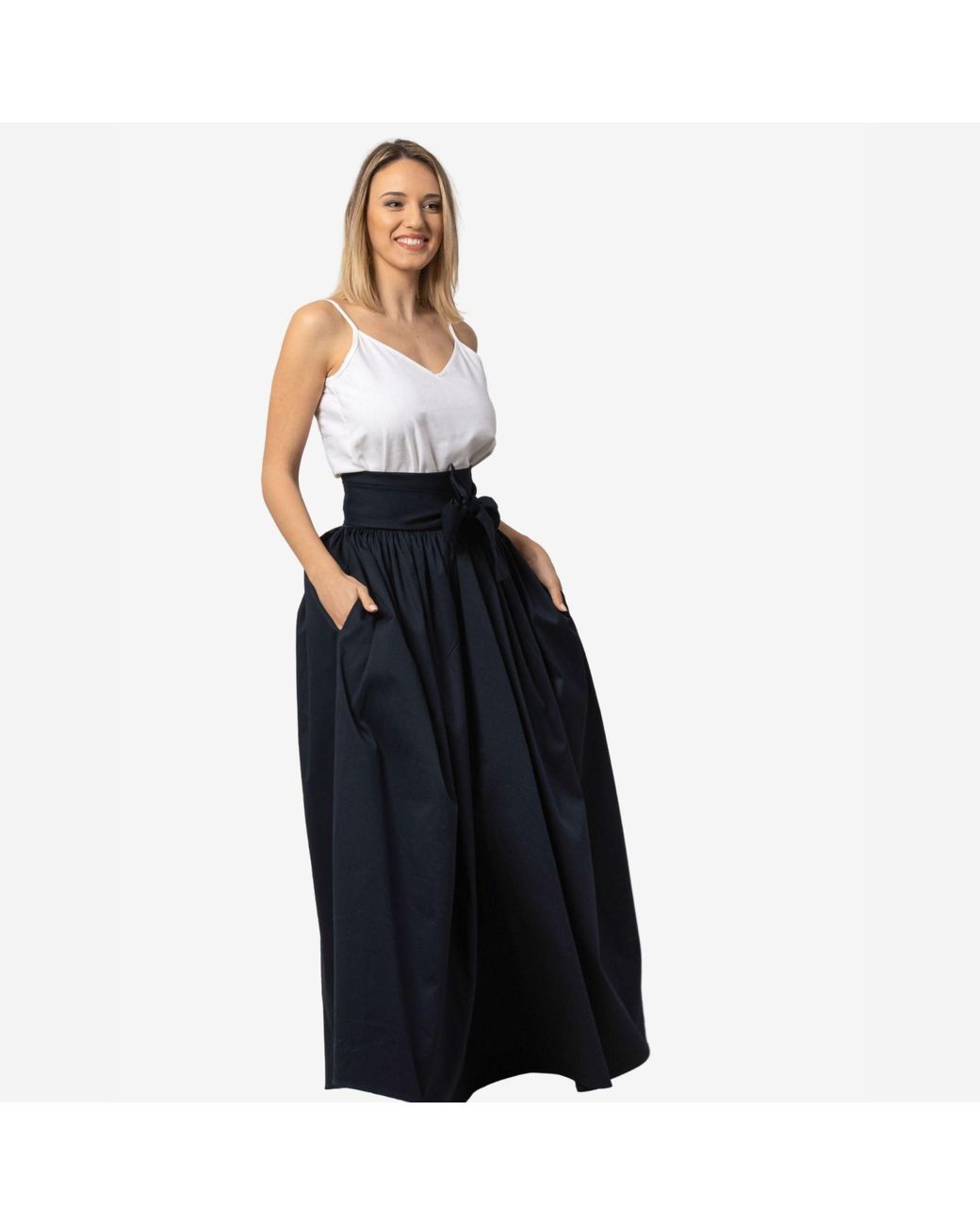Nikka Place Blue Wisteria Dark Cotton Maxi Skirt