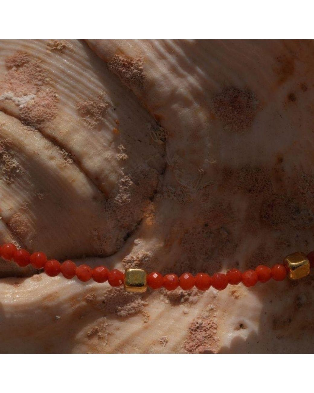 LINYA JEWELLERY Metallic Mira Coral Beaded Necklace With Accents