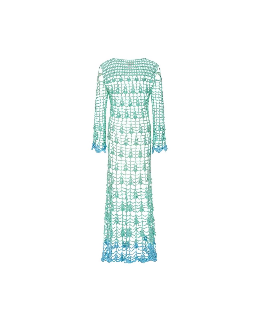 Andreeva Blue Aqua Marine Handmade Maxi Cover-Up Dress