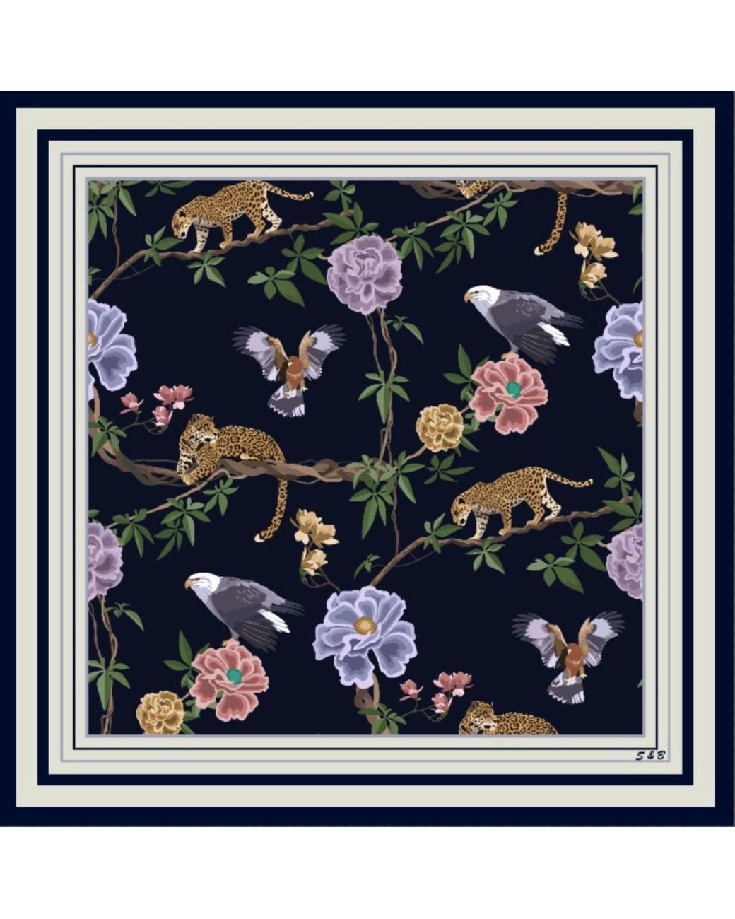 SILK & BEARS Blue Midnight Safari Scarf