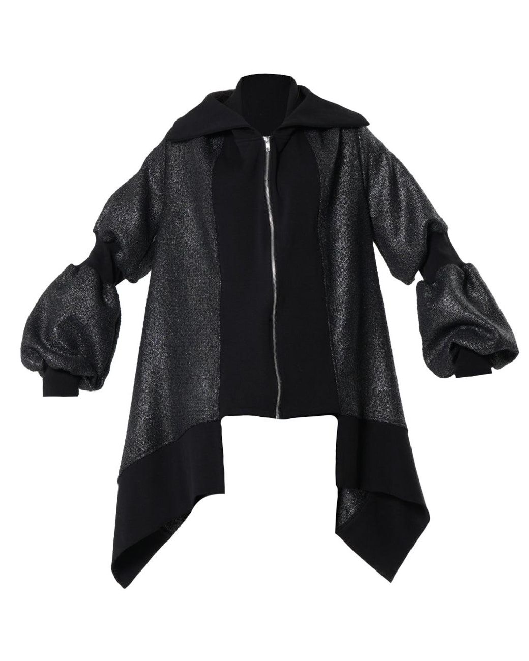 Metamorph Black Extravagant Asymmetrical Metallic Cardigan