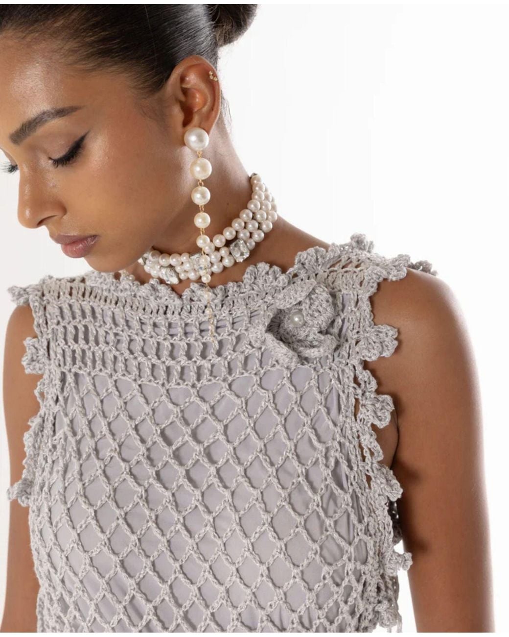 Andreeva Gray Sofia Handmade Crochet Dress