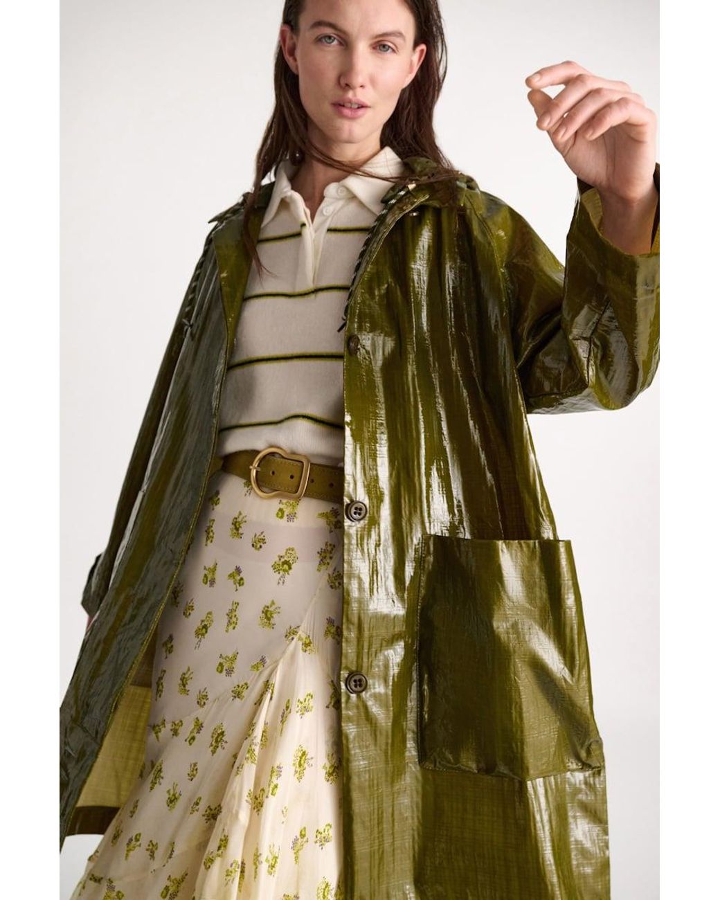 Dorothee Schumacher Green Lackmantel mit abnehmbarer Kapuze