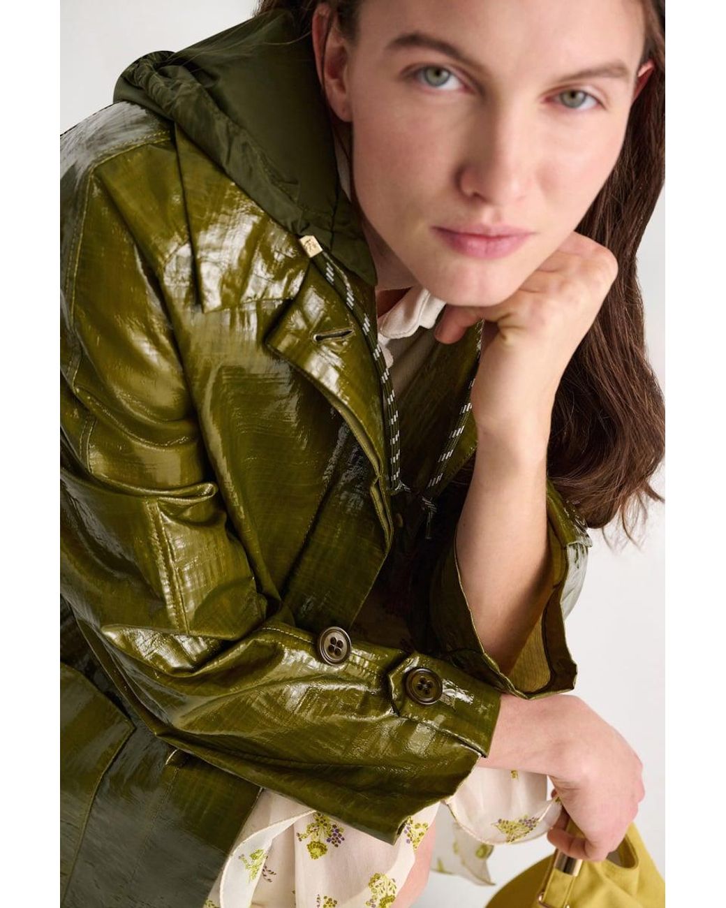 Dorothee Schumacher Green Lackmantel mit abnehmbarer Kapuze