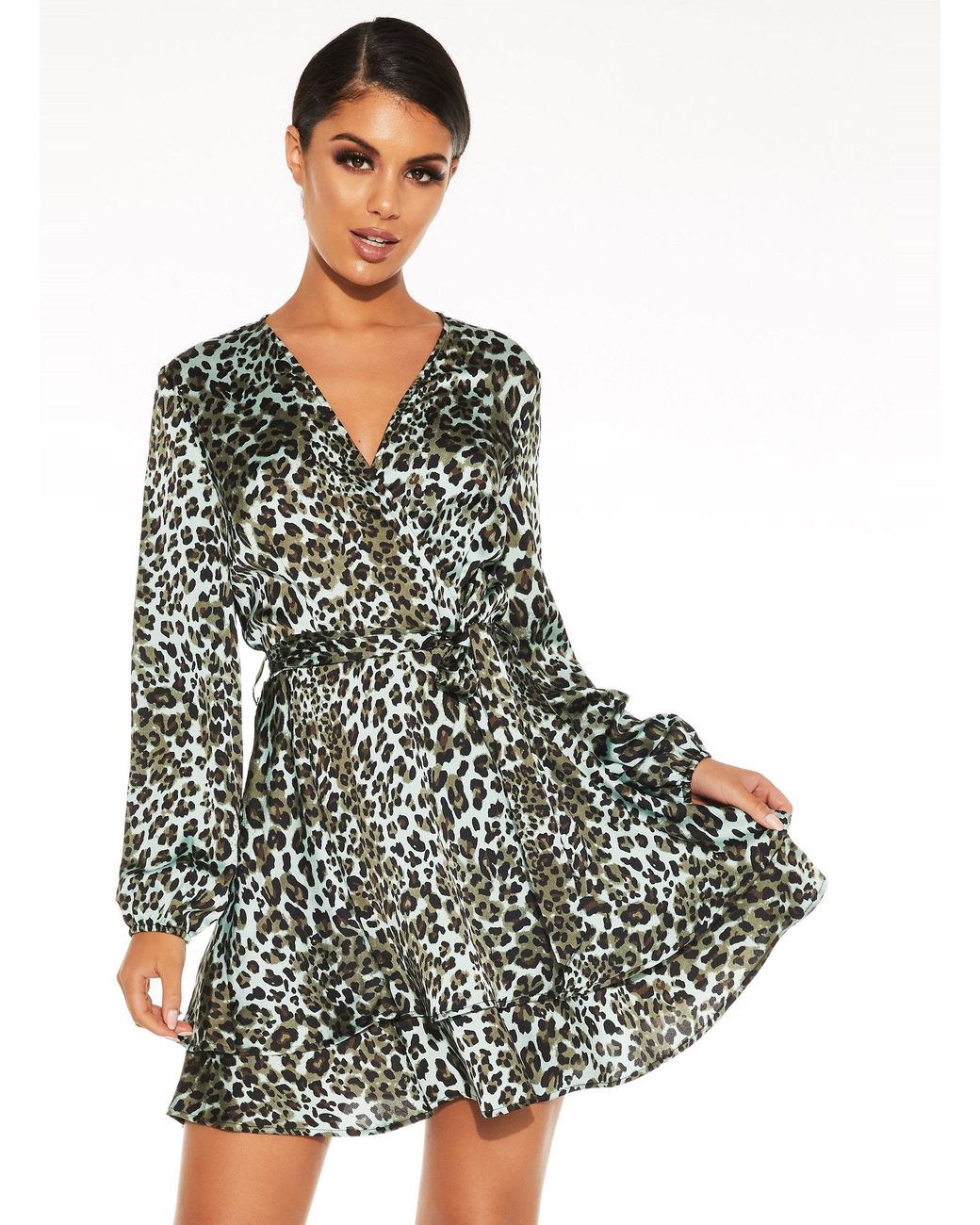 quiz green wrap dress