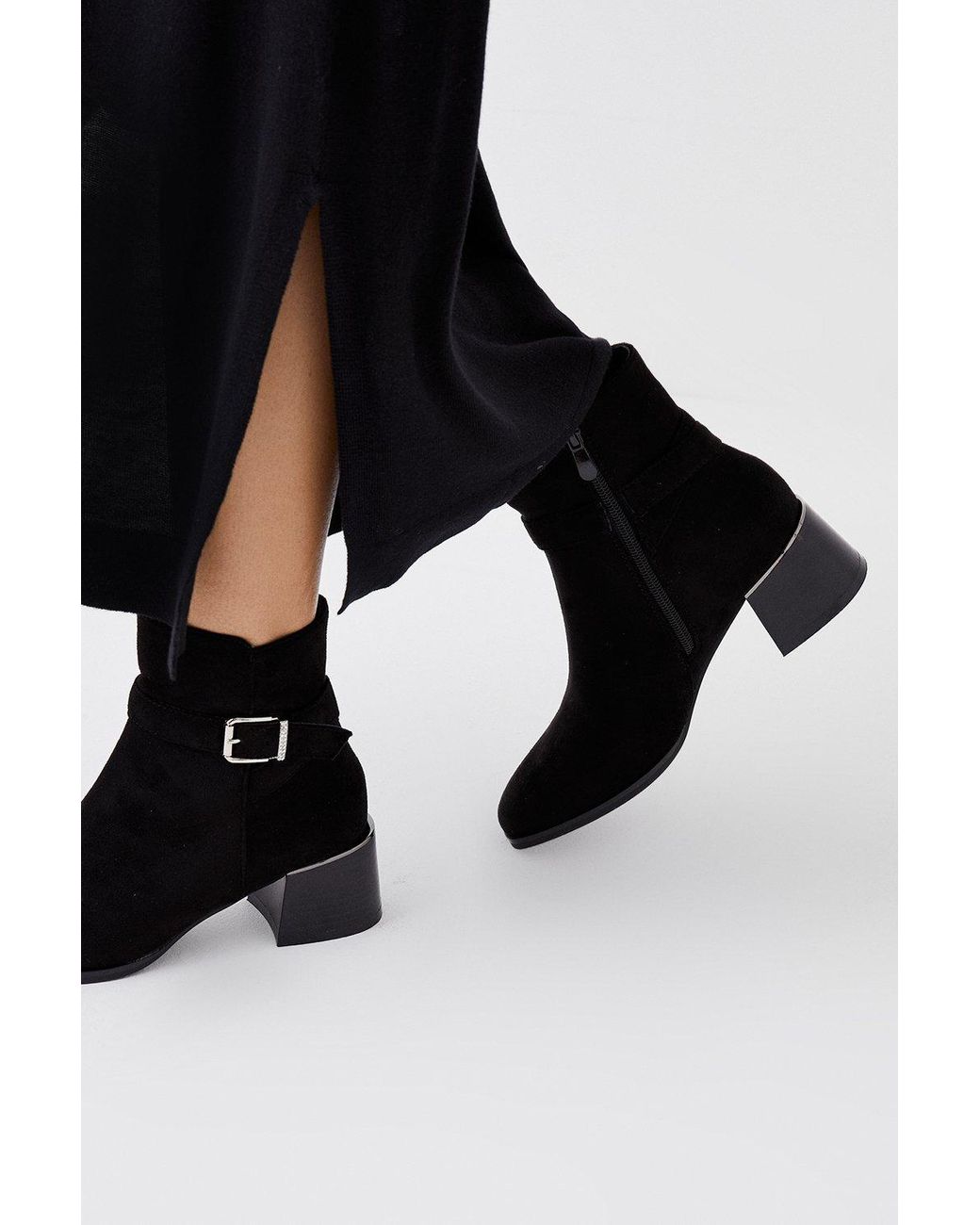 Dorothy Perkins Mattea Diamante Buckle Ankle Boots in Black Lyst UK