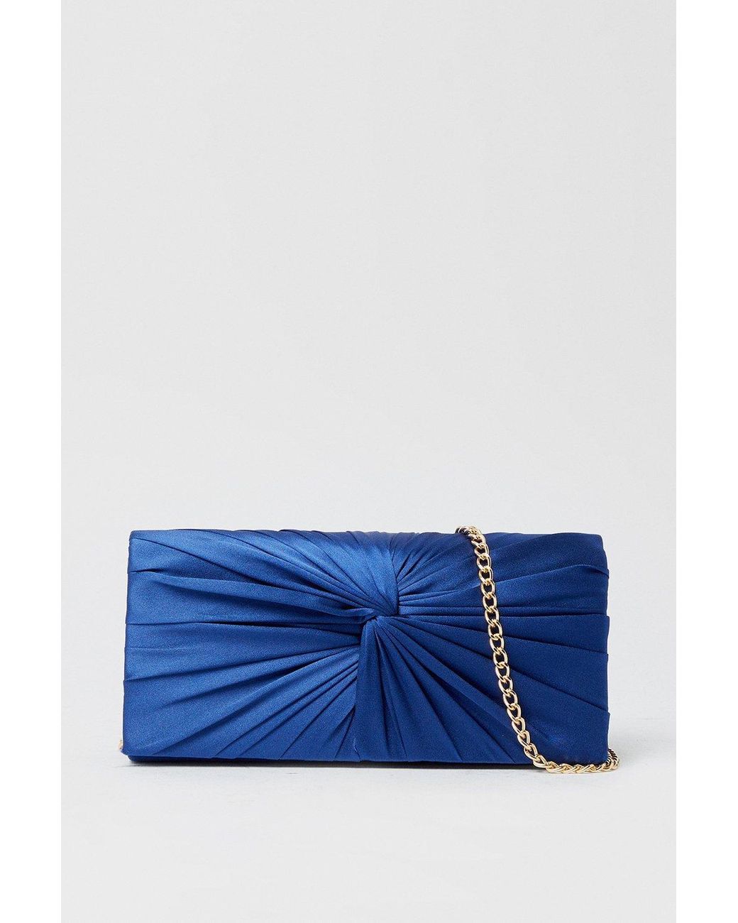 Dorothy Perkins Blue Beauty Twist Front Satin Clutch Bag