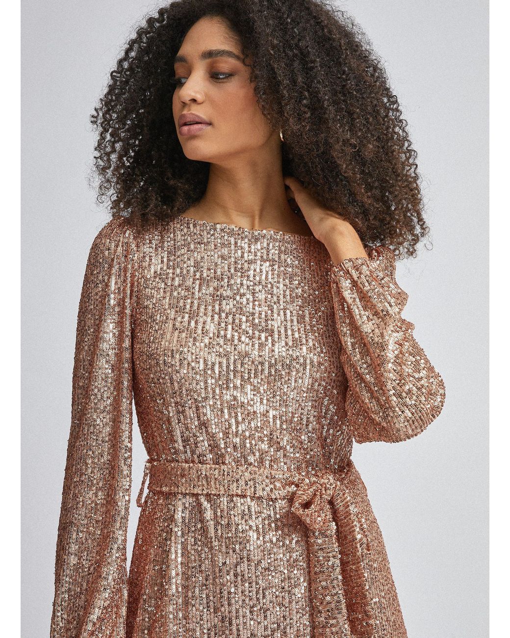 dorothy perkins rose gold dress