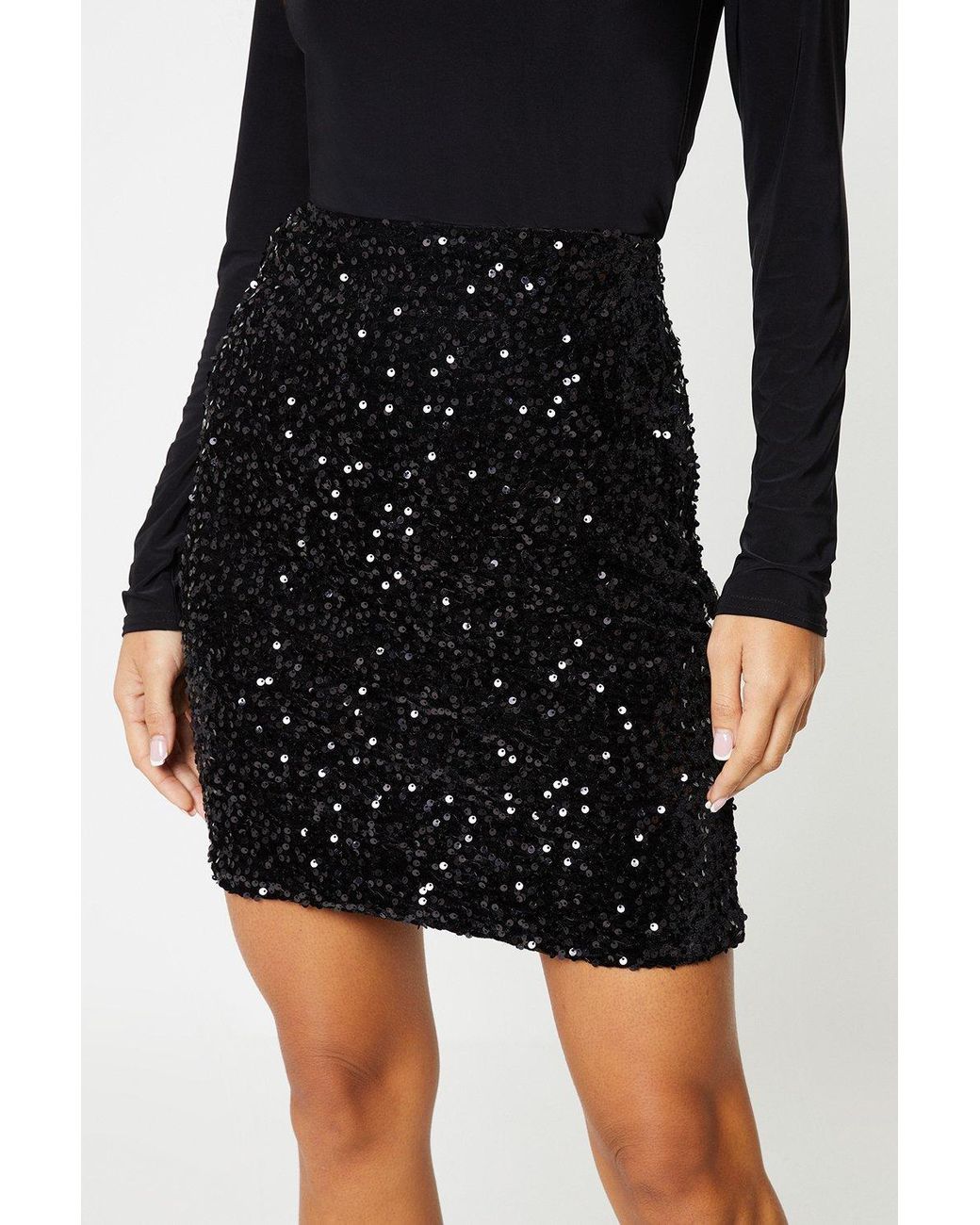 Dorothy perkins velvet sequin pencil skirt hotsell