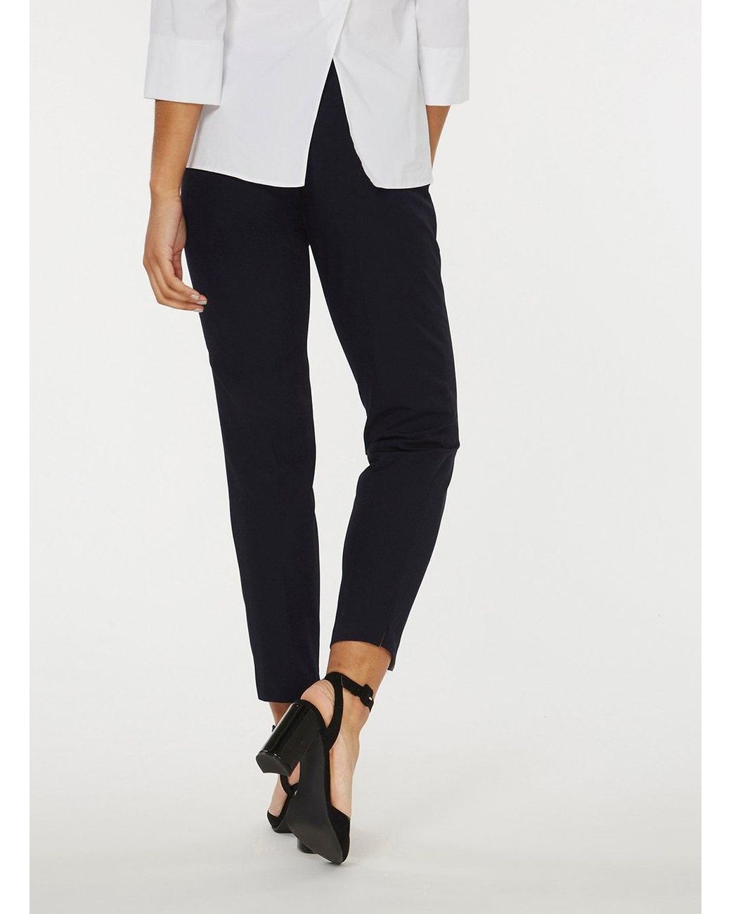 ankle grazer navy trousers
