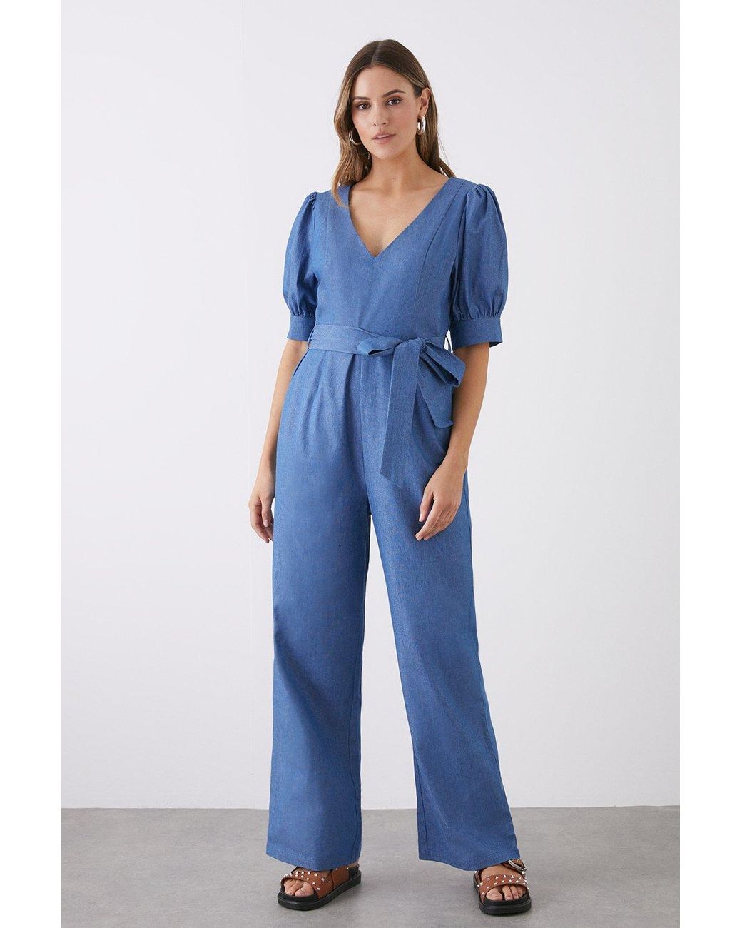 Dorothy Perkins Mid Wash Denim Jumpsuit in Blue Lyst UK