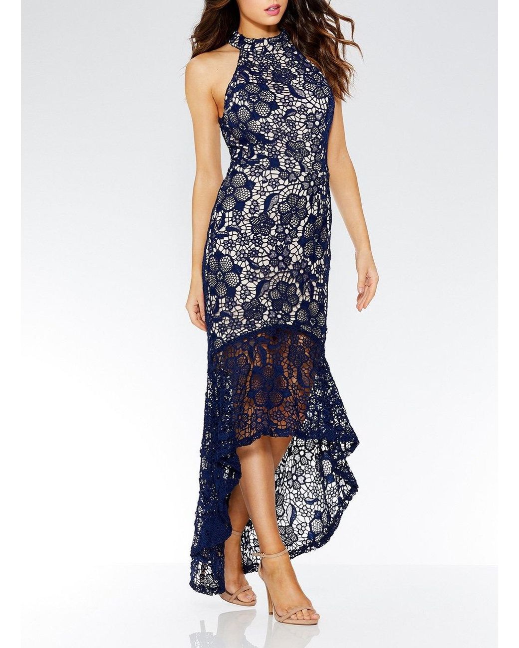 quiz navy and silver embellished maxi dress