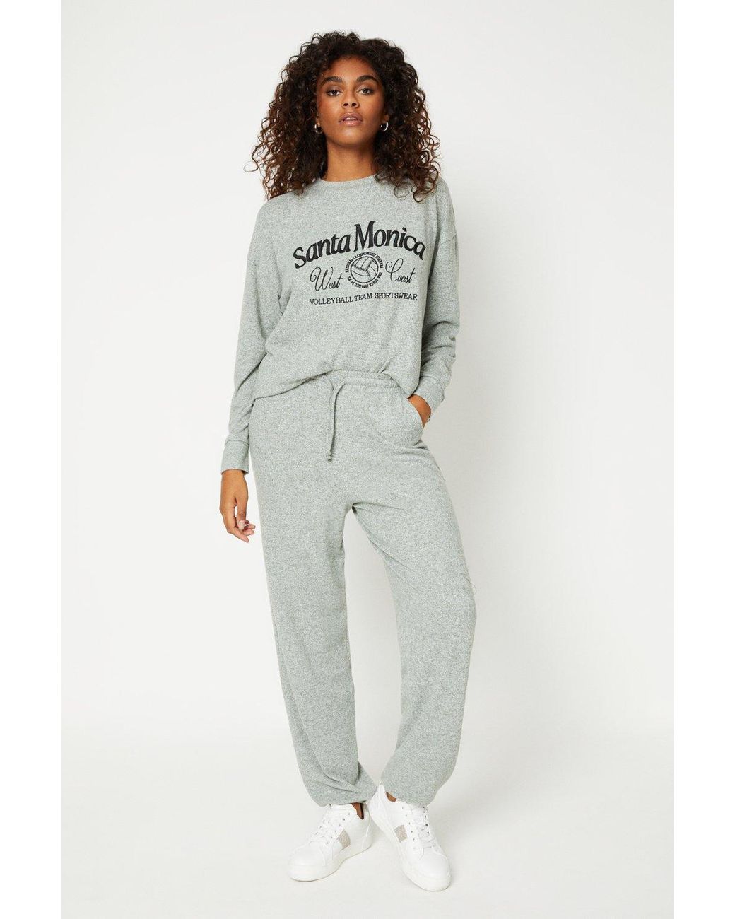 Dorothy Perkins Pocket Detail Brushed Ribbed Cuff jogger in Grey