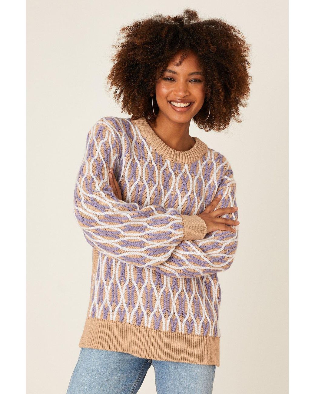 Dorothy Perkins All Over Stitch Detail Jumper in Purple Lyst UK