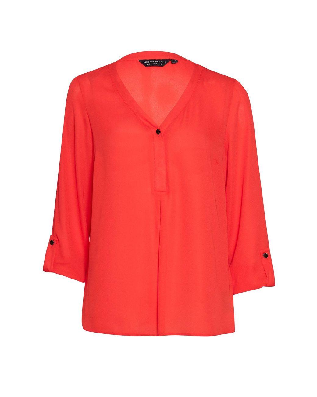 Dorothy Perkins Synthetic Orange Roll Sleeve Shirt - Lyst