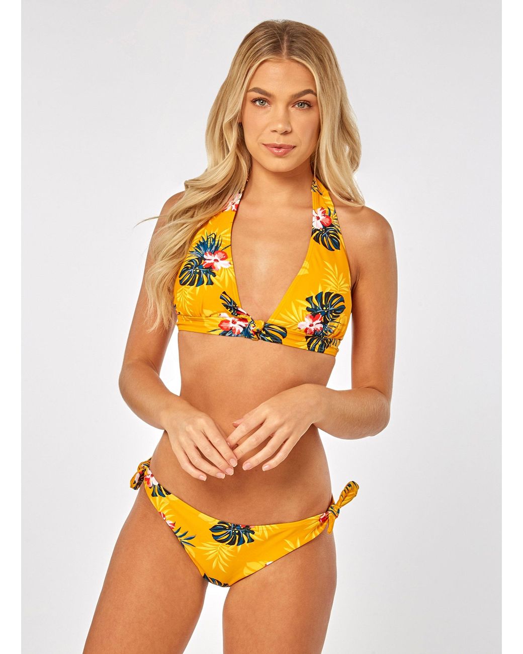 Dorothy Perkins Synthetic Dp Beach Yellow Floral Print Bow Tie Bikini  Bottoms in Orange - Lyst