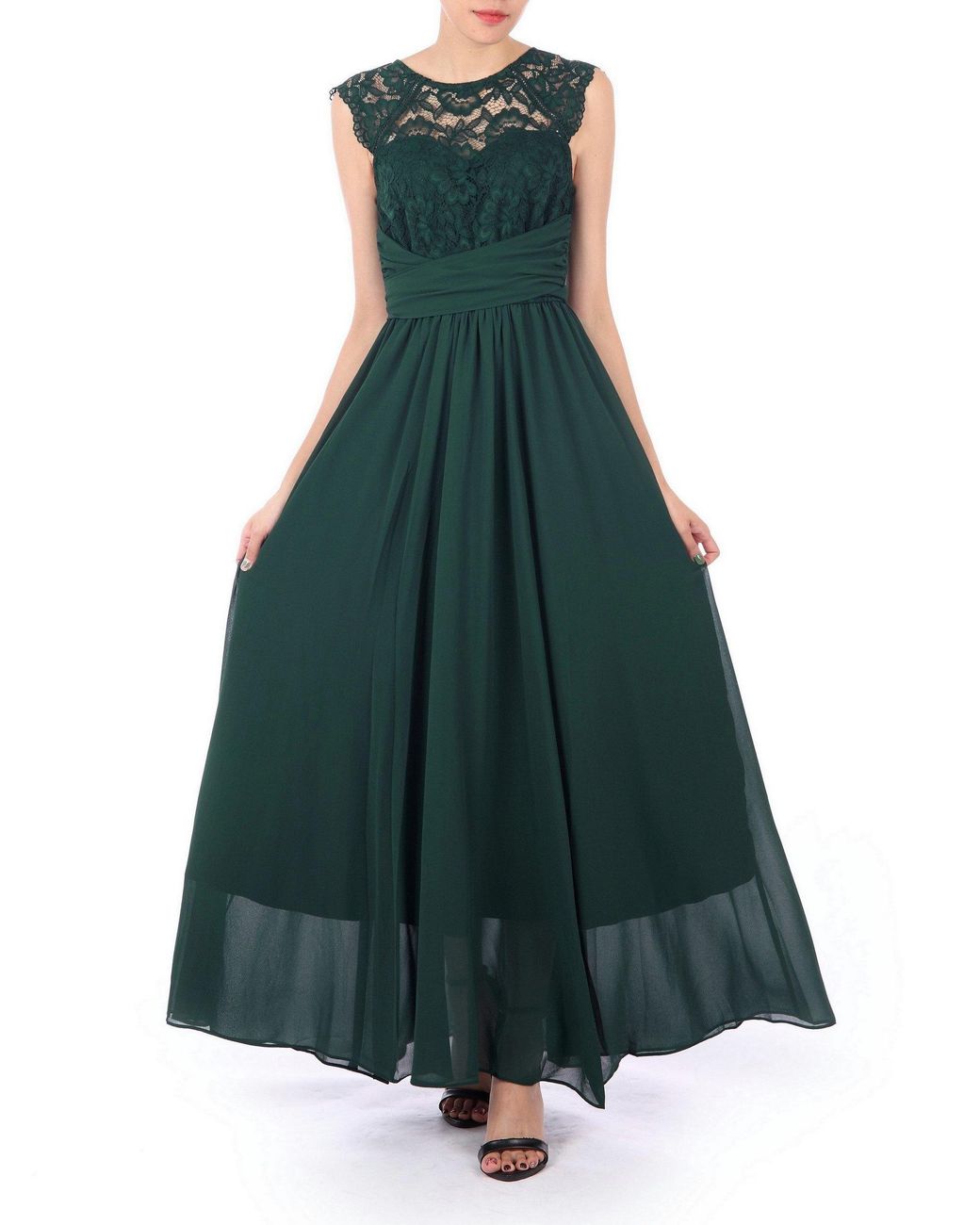 lace maxi dress green